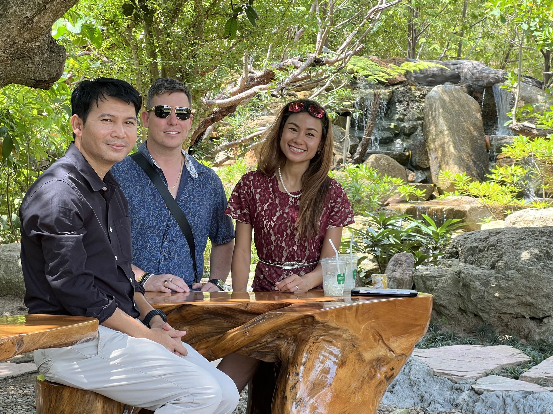 Elephants roaming freely in the sanctuary adjacent to Villa Unity grounds